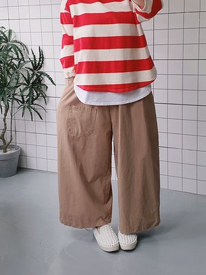 (무배)레드스티치 와이드 면 팬츠