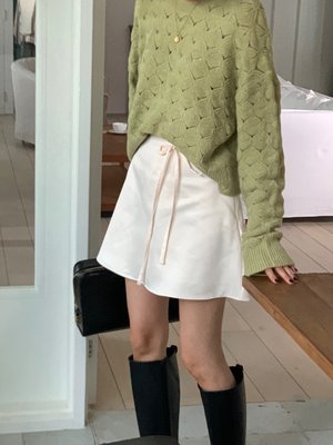 샤틴 스트랩 새틴 스커트 A라인 여성 플레어 스커트 여자 미니스커트 짧은치마
