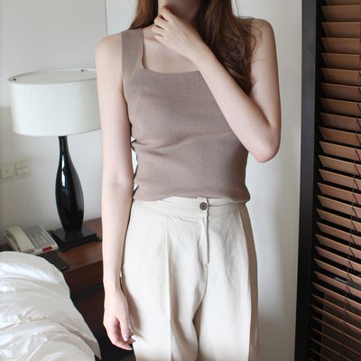 스퀘어넥 민소매 탑 세미 여자 크롭티 이너티 여름 여성 티셔츠 레이어드 여성 나시티 탱크탑