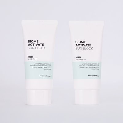 [바액] [2개] 선블록 마일드 [50ml] 무기자차 백탁최소화 피부진정 투명한사용감 보송한마무리 주름 미백 자외선차단 3중기능성 선크림