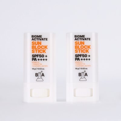 [바액] [2개] 선블록 스틱 [18g] 보송한 사용감 번들거림없는 선스틱 비타민E 토코페롤  BISABOLOL 주름 미백 자외선차단 3중 기능성 선크림