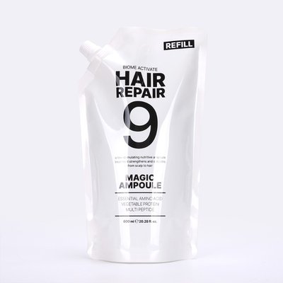 [바액] 헤어리페어9 매직앰플 리필 [600ml] 9초물미역 9초완성 워터트리트먼트 물미역머릿결 초극손상모 올인원 탈모완화 스팀팩