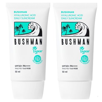 부쉬맨 히알루론산 데일리 선크림 SPF50+ PA++++ 50ml, 2개