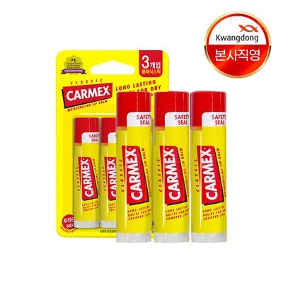 [4.25g X 3개입] 카멕스 립밤 클래식 스틱 투명, 12g