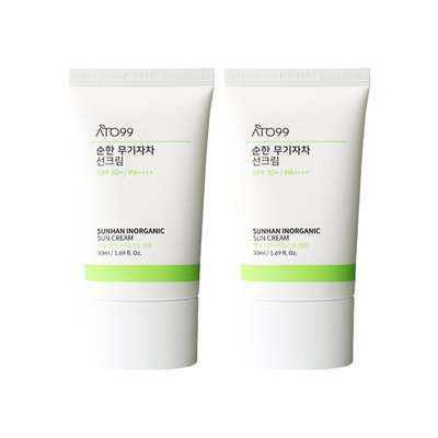 아토99 순한 무기자차 선크림 SPF50 눈시림자극 백탁없는 톤업 썬크림 50ml, 2개