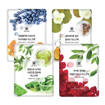 안나홀츠 순면 에센스 젤 수분 마스크팩 시트 4종 100매