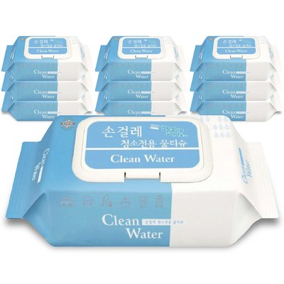 미엘 클린워터 물걸레 베이킹소다 물티슈 청소용 엠보싱 일회용 80매 10팩