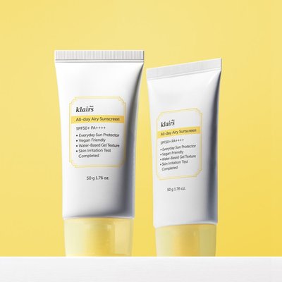 [더블구성] 클레어스 올 데이 에어리 유기자차 선크림 50g, 2개 (SPF50+ PA++++) / 이지워시 바디 겸용 수분 선크림