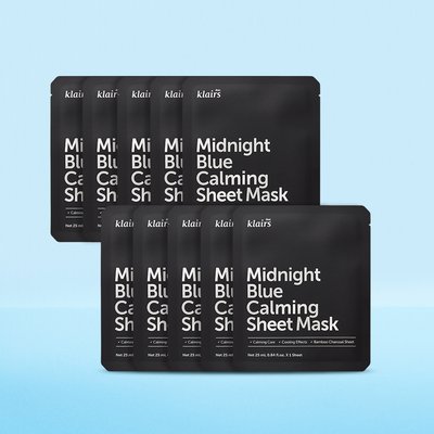 클레어스 미드나잇 블루 카밍 시트 마스크 25ml 10매 / 진정 수분 피지 쿨링