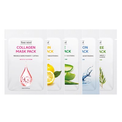 이지마인드 마스크팩 콜라겐 비타민 티트리 알로에 히알루론 혼합 50매(각10매) 1일1팩 얼굴팩 리프팅팩 수분팩 비건