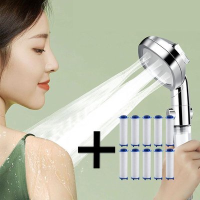 뷰리썸 온오프 샤워기 헤드 샤워헤드 실버투명+필터 10개 수압상승 절수 고압