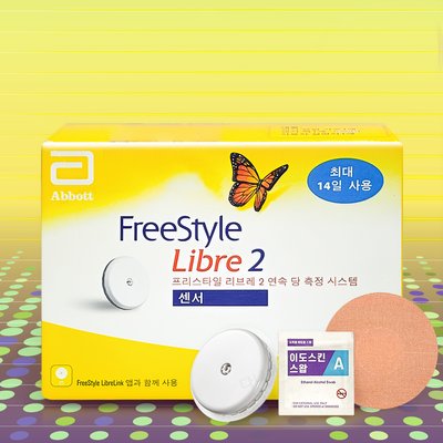 업그레이드 신형 연속혈당측정기 프리스타일 무채혈 리브레2+패치 4매+알콜솜100매 당체크기