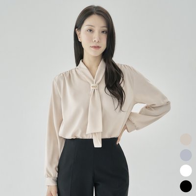 하객 V넥 타이 블라우스 [모미]