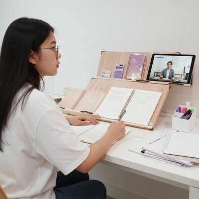 위즈 2단독서대 슬라이드 레일형 원목 책받침대 필기용 책거치대 북스탠드 에이블60, 1개
