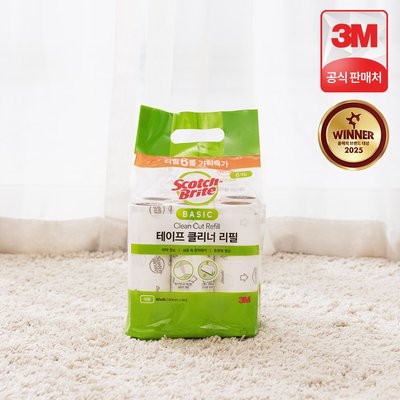 3M 스카치브라이트 돌돌이 베이직 테이프 클리너 대형 리필 6입 롤크리너