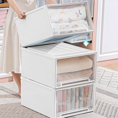 1+1 슬라이딩 투명 리빙박스 옷 수납 정리함 서랍 옷장 펜트리 수납함 플라스틱박스 111