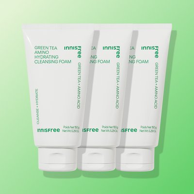 [트리플구성] 이니스프리 그린티 아미노 수분 클렌징 폼 150ml, 3개