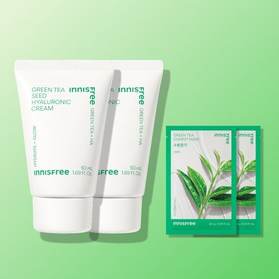 [더블구성] 이니스프리 그린티 씨드 히알루론산 수분크림 / 진정 보습 속건조 화잘먹 50ml, 2개