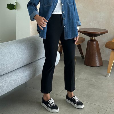 155CM 일자핏 키작녀바지 블랙 스판 8부 9부 키작녀슬랙스