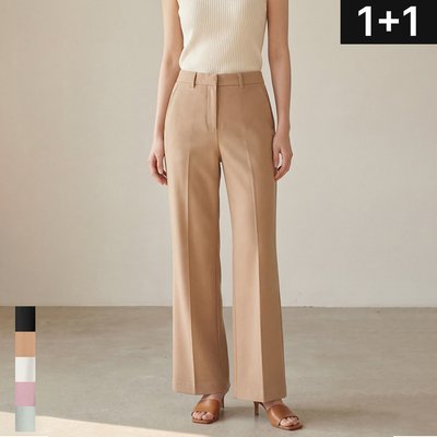 1+1 여성 부츠컷 슬랙스 하이웨스트 허리 옆밴드 스판 정장바지