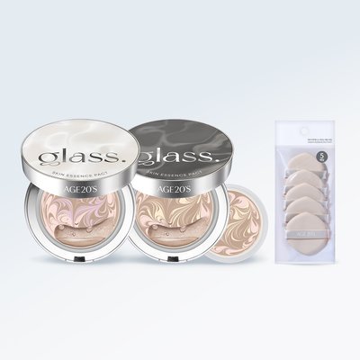 에이지투웨니스 글래스 스킨 에센스 팩트 글로우/퍼펙트 12.5g 본품+리필(+퍼프5매) (SPF50+) 광채 촉촉 파운데이션