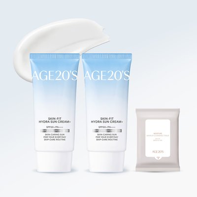 에이지투웨니스 스킨 핏 수분 선크림 플러스 50ml 2개(+클렌징티슈10매) (SPF50+, PA++++)