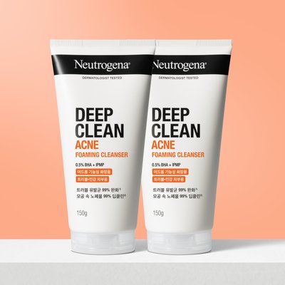 뉴트로지나 딥클린 아크네 폼클렌징 클렌징폼 여드름 150ml, 2개