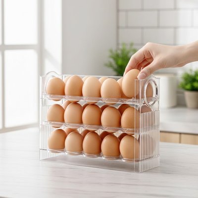 스토리빙 계란 보관함 계란 트레이 에그 30구 3단 자동 플립