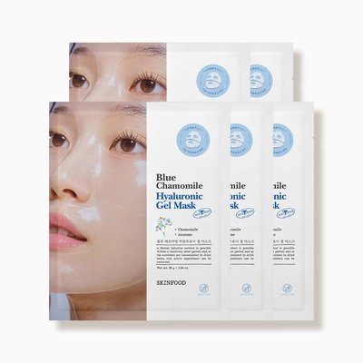 [스킨푸드/크림 15ml 증정] 블루 캐모마일 히알루로닉 하이드로겔 마스크팩 5매_38g