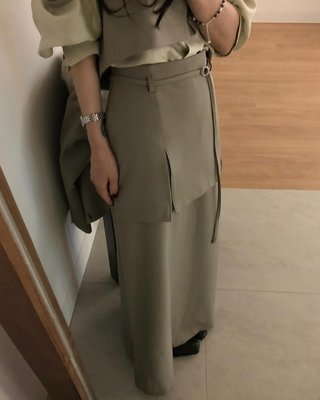 데릴 여성 하이웨스트 레이어드 랩 롱 스커트