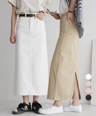 [숏,기본/~2XL] 세미H라인 뒷트임 코튼 스커트_264398