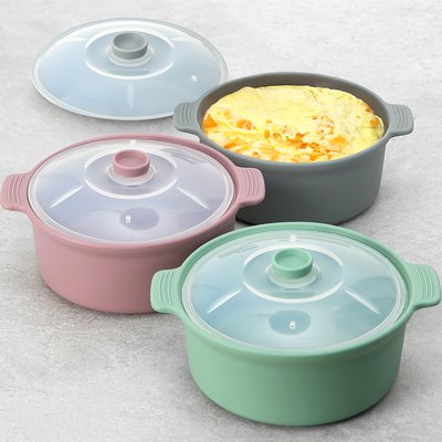 국산 실리콘 냄비 전자레인지 용기 찜기 600ml
