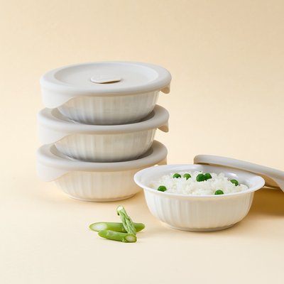 [N단독상품] 바로한끼 도자기 밥용기 아이보리 355ml 4P
