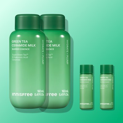 이니스프리 그린티 세라마이드 밀크 보습 에센스/수분 속건조 장벽 화잘먹 160ml, 2개