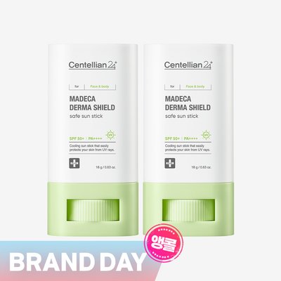 [10%추가적립]동국제약 센텔리안24 마데카 더마 쉴드 세이프 선스틱 18g x 2개 SPF 50+ / 자외선 차단제 끈적이지 않는 쿨링 스틱형 선크림