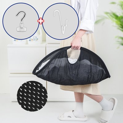 이지 런드리백 고급통풍메쉬 백 버킷 접이식 빨래바구니 세탁물 빨래 옮기기