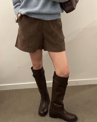 코턴 여성 가을 골덴 코듀로이 하이웨스트 코튼 3부 A라인 반바지 숏 팬츠