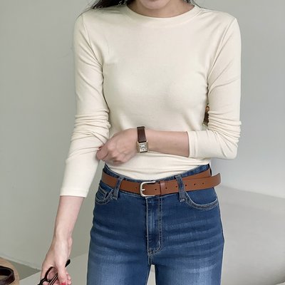 골지 이너 티셔츠 기본 라운드 스판 여자 레이어드 봄 쫄티