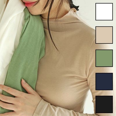 자체제작 여성 모달 면 이너 얇은 목폴라 목티 반폴라티 반목 폴라티