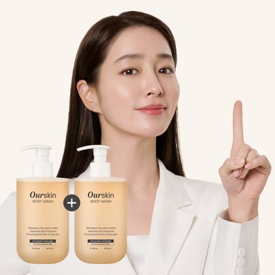1+1 아워스킨 등드름 가드름 닭살피부 바디워시 향좋은 남자 여자 수분 보습 순한 비건 대용량 바디클렌저 선물 500ml 2개