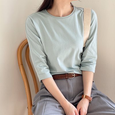 실켓티셔츠 여성 7부 면티 이너 루즈핏 실크티셔츠 봄 여름