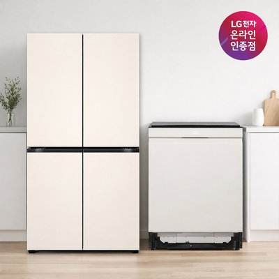 LG 디오스 오브제컬렉션 매직스페이스 냉장고 + LG 디오스 식기세척기 (T875MEE111 + DUE6BGL1E)