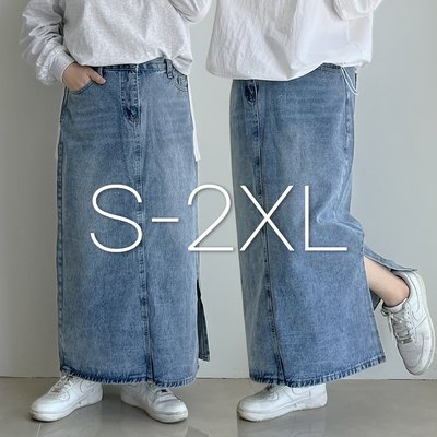 데님롱스커트 옆트임스커트 빅사이즈청치마 여름청치마