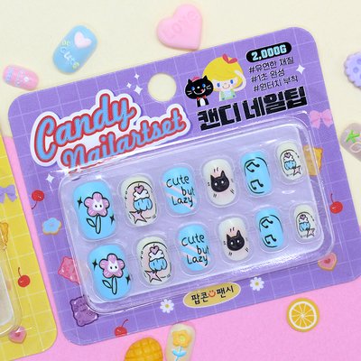 어린이 젤 네일팁 간편한 키즈 손톱 네일아트 여아 생일선물