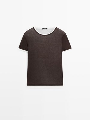 마시모두띠 베이직 더블 트림 코튼 반팔 티셔츠 6899/116 BROWN