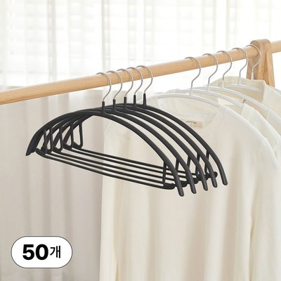 얼라이브즈 논슬립 어깨뿔방지 멀티 코팅 라운드 니트 옷걸이- 블랙, 50개