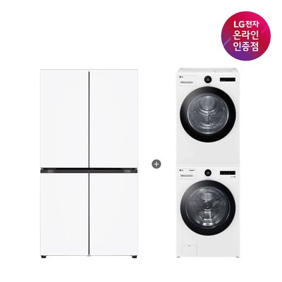 LG 디오스 오브제컬렉션 매직스페이스 냉장고 + LG 트롬 세탁기건조기 세트 (T875MHH111 + FX23WNR-2WQ)
