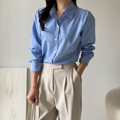 흰셔츠 흰색블라우스 하늘색셔츠 소라색셔츠