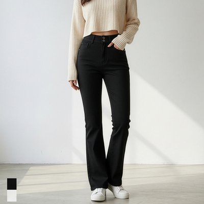 여성 부츠컷 면바지 하이웨스트 스판 블랙 화이트 키작녀 빅사이즈