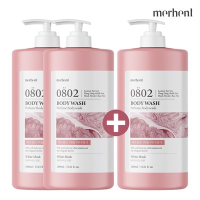 2+1 메르헨트 퍼퓸 대용량 바디워시 1000ml 화이트머스크향 약산성 향좋은 바디클렌저